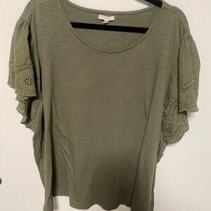 Maurices Sage Green Eyelet Sleeve Top